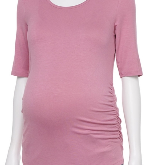 Tops - Maternity a:glow™ Essential Ruched Elbow Scoopneck